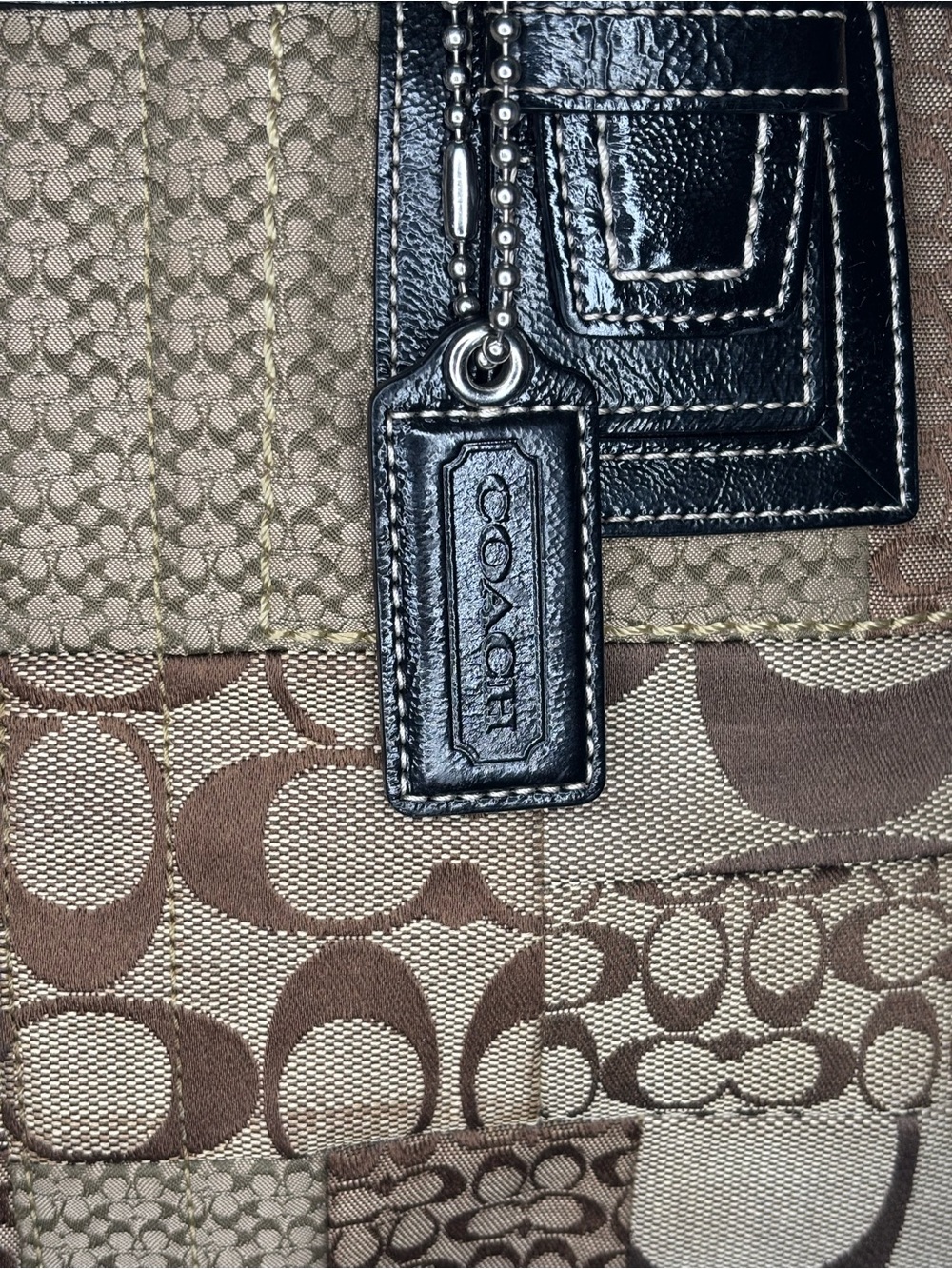 Coach Vintage Soho Signature Patchwork Tote in Brown with Black Trim - Picture 4 of 10